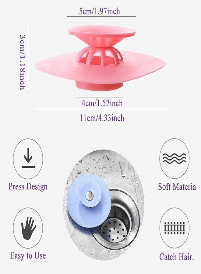 Thea Shower Drain Stopper - Silicone Bathtub Sink Stopper Hair Trap Hair Catcher Bathtub Drain Strainers Protectors Cover for Floor Laundry Kitchen and Bathroom (Pack of 2) - Image 3